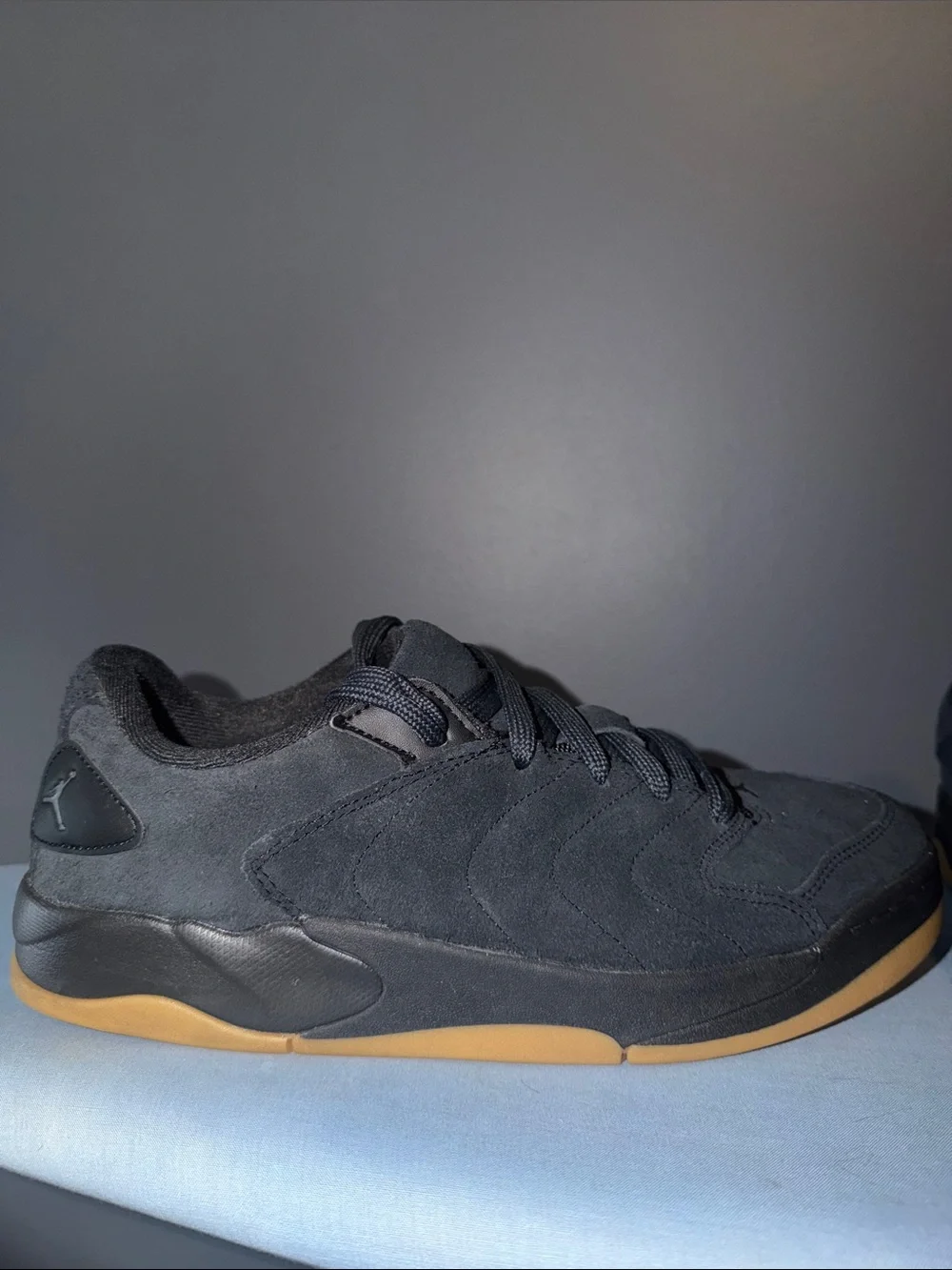 Jordan Sessions Mens Black Suede Sneakers with Gum Sole Mens Size 13